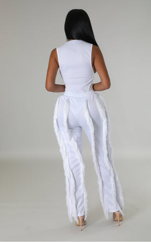 Fringe Me Bodysuit Set-White