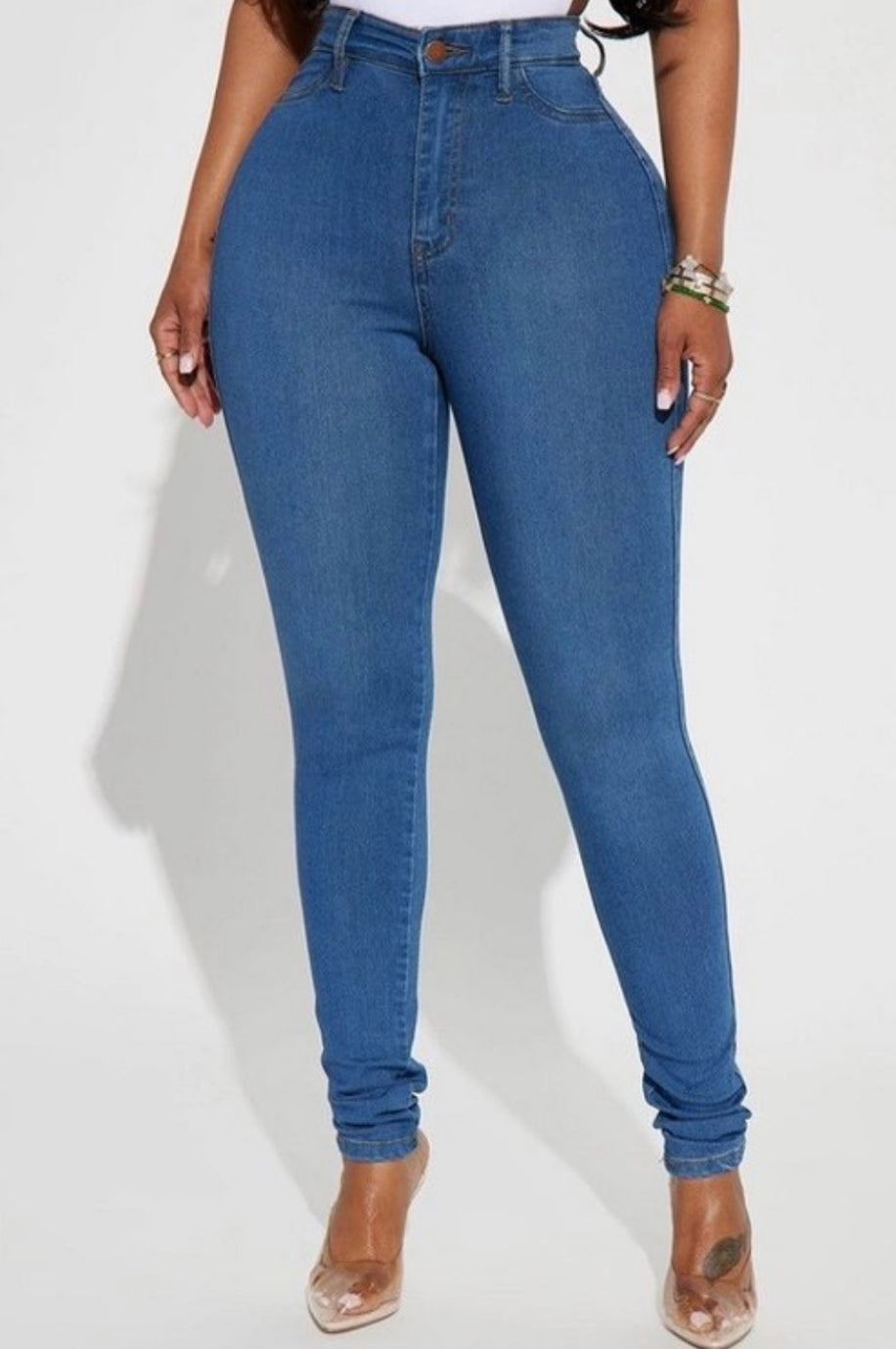 Plain Pocket Medium Blue Jeans