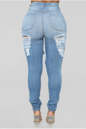 Slash Distressed Denim Jeans